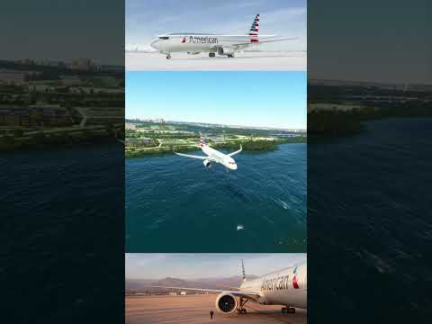 SCARY Landing at Reagan Airport: American Airlines NEAR DISASTER #shorts #aviation #simulator